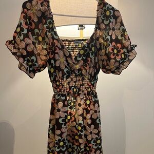 Retro floral, backless, sundress